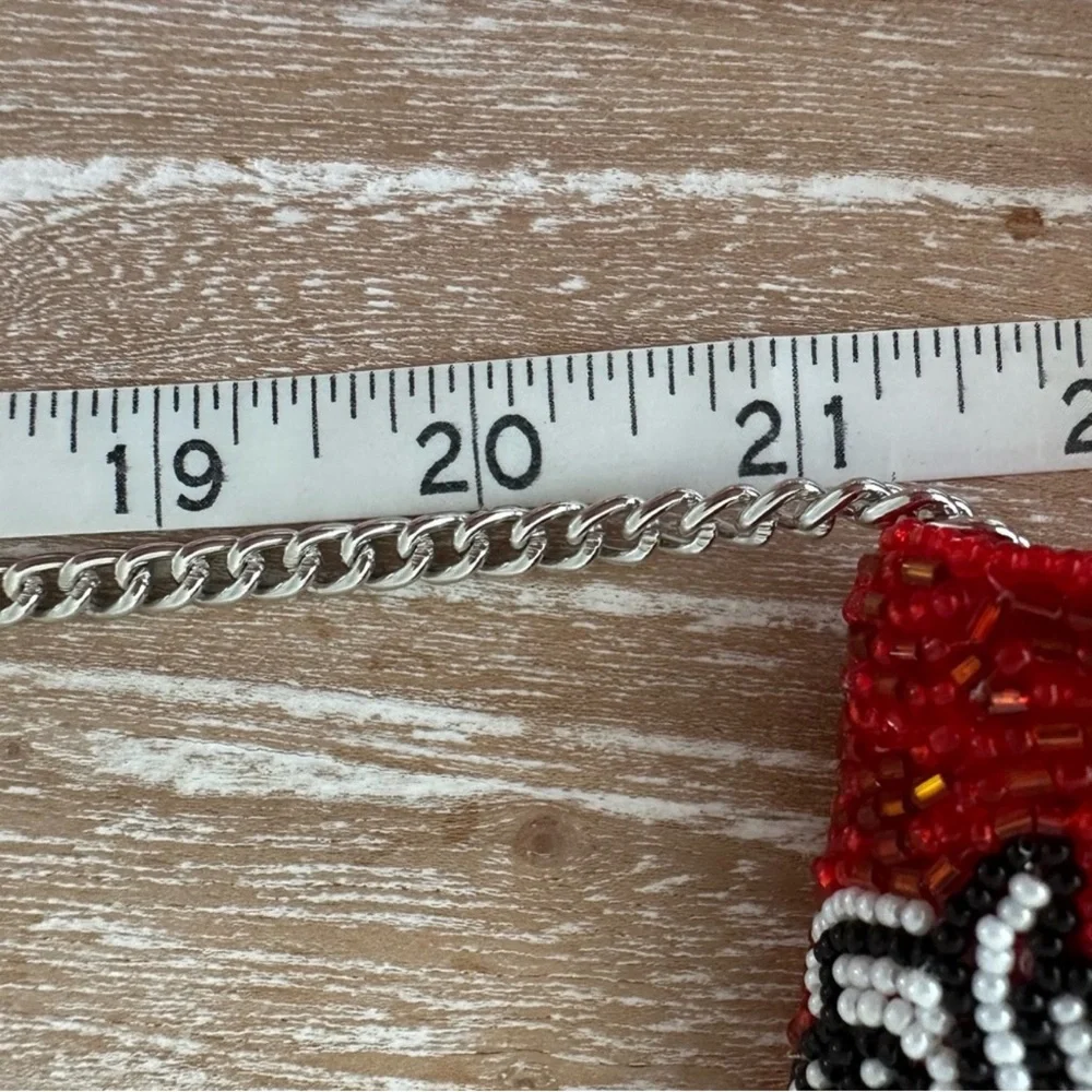 Red Beaded Clutch with Zebra Pattern - Picture 7 of 12